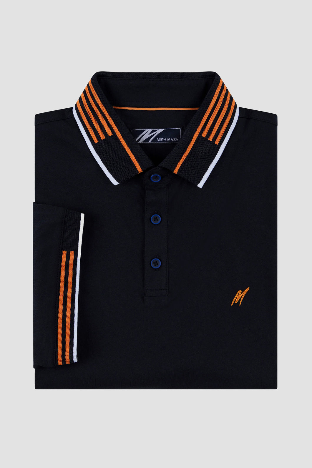 MISH MASH Oslo Regular Fit Short Sleeve Polo Shirt - Navy Orange