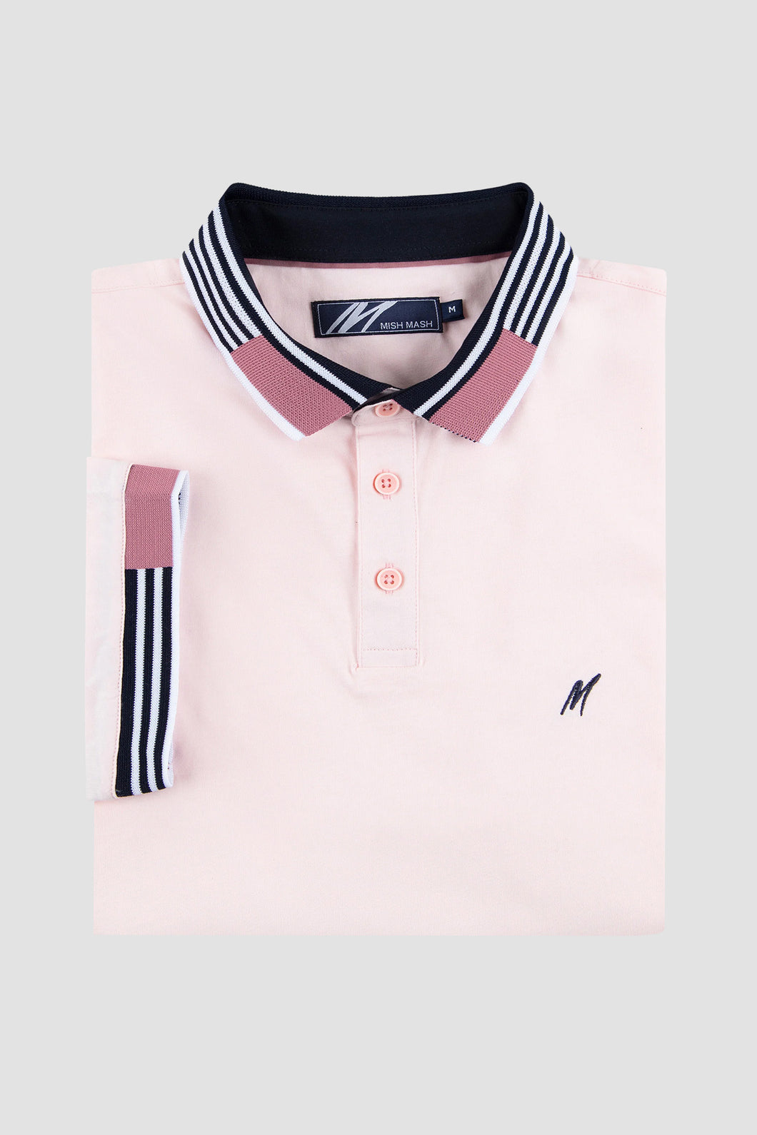 MISH MASH Oslo Regular Fit Short Sleeve Polo Shirt - Pale Pink