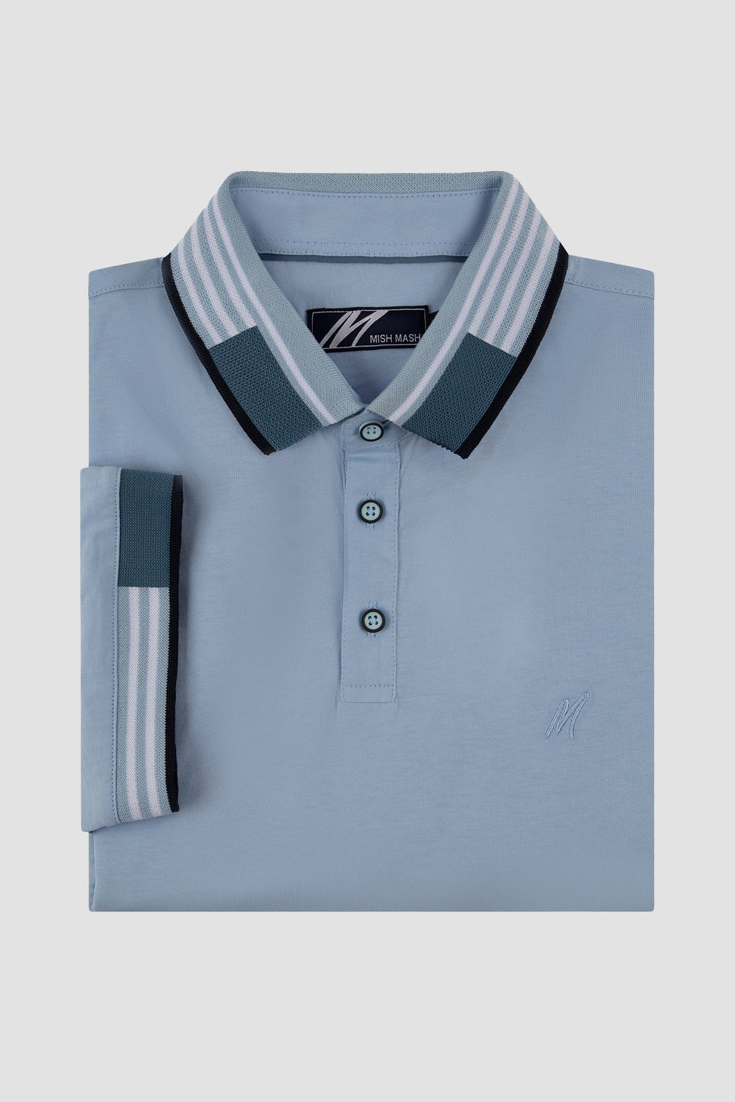 MISH MASH Oslo Regular Fit Short Sleeve Polo Shirt - Sky Blue