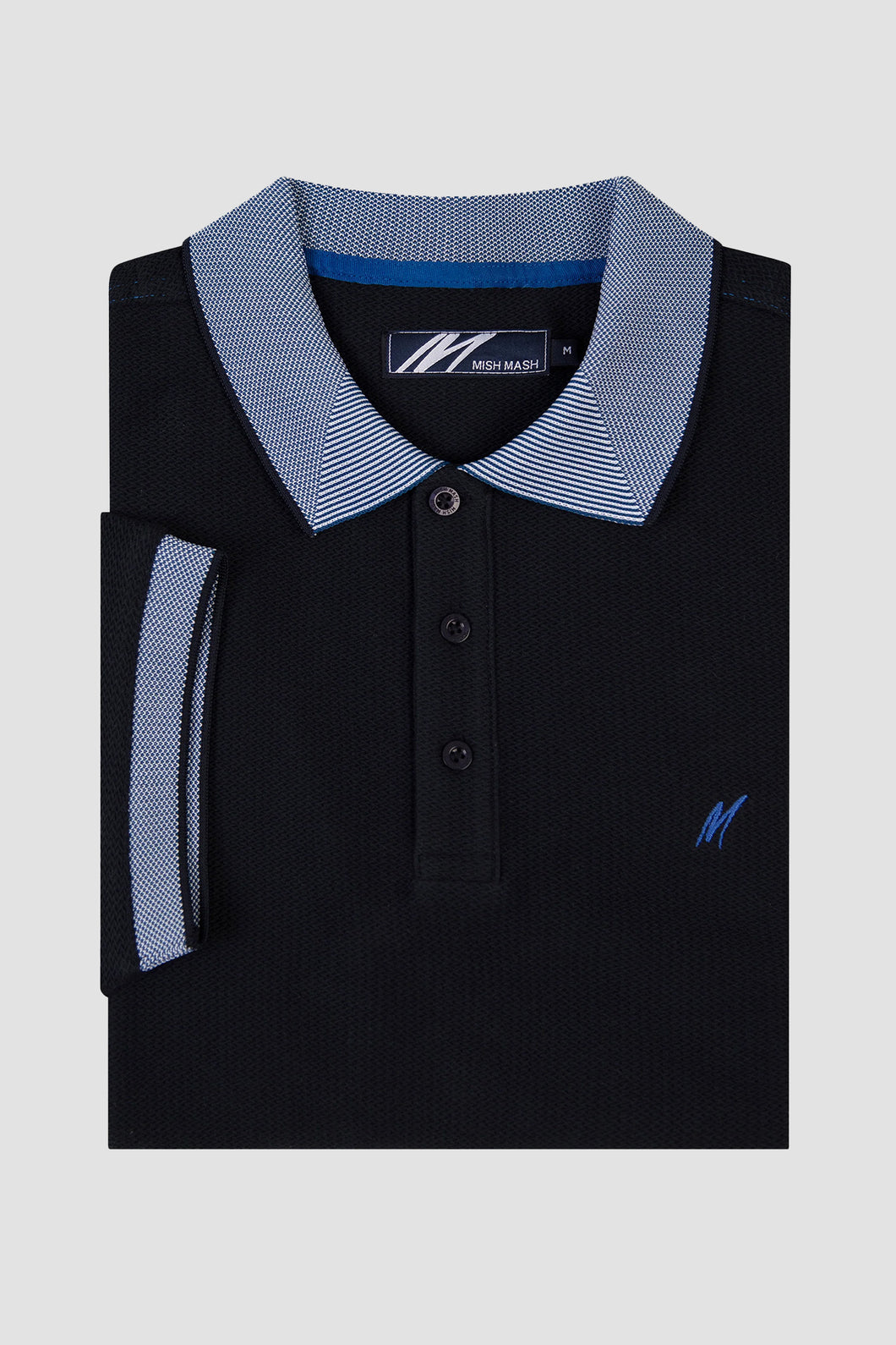 MISH MASH Taper Short Sleeve Polo Shirt - Navy Blue