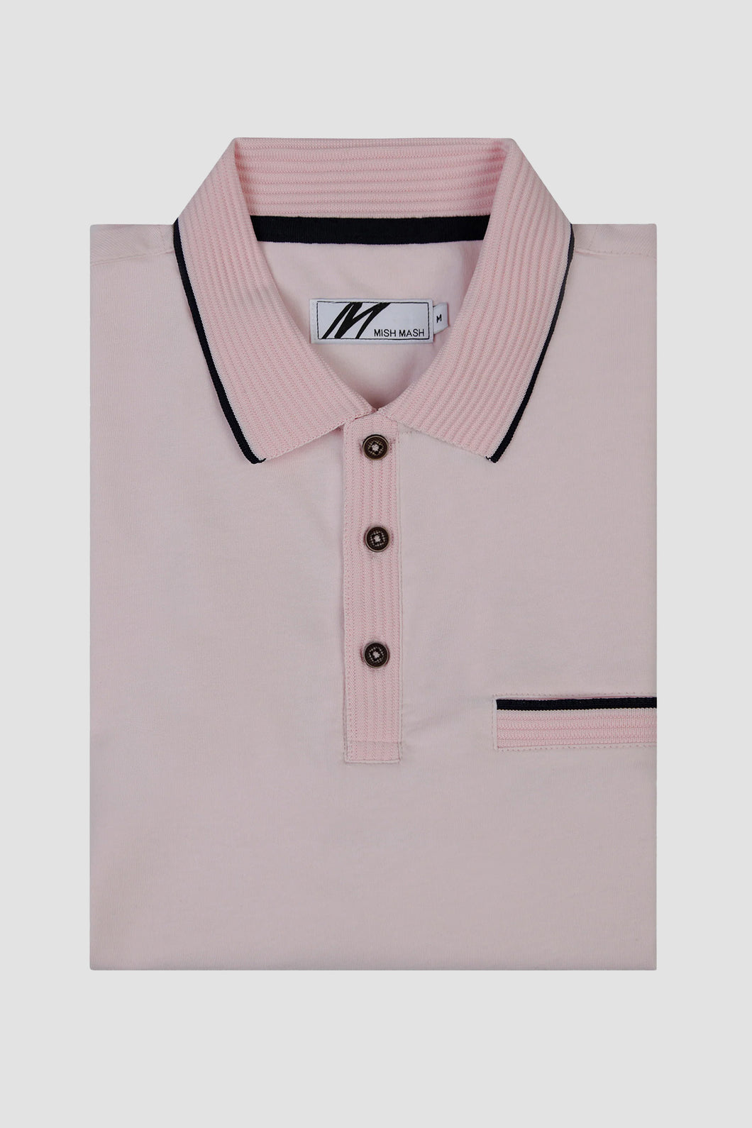 MISH MASH Tonto Short Sleeve Polo Shirt - Pale Pink