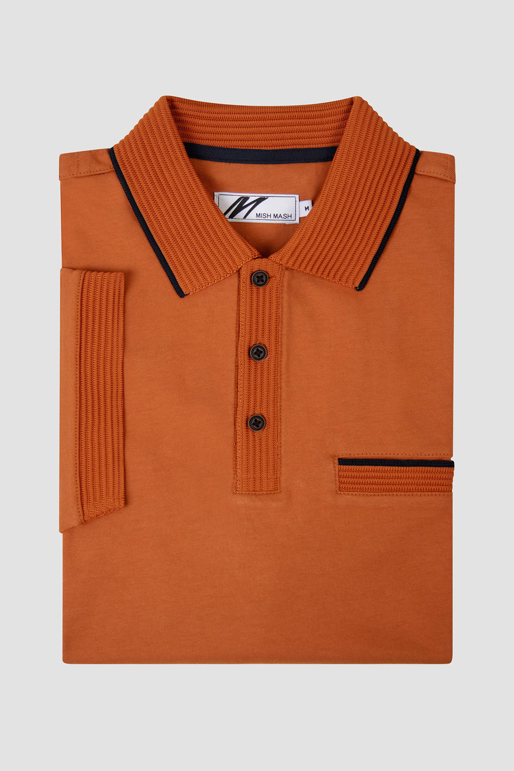 MISH MASH Tonto Short Sleeve Polo Shirt - Rust Orange
