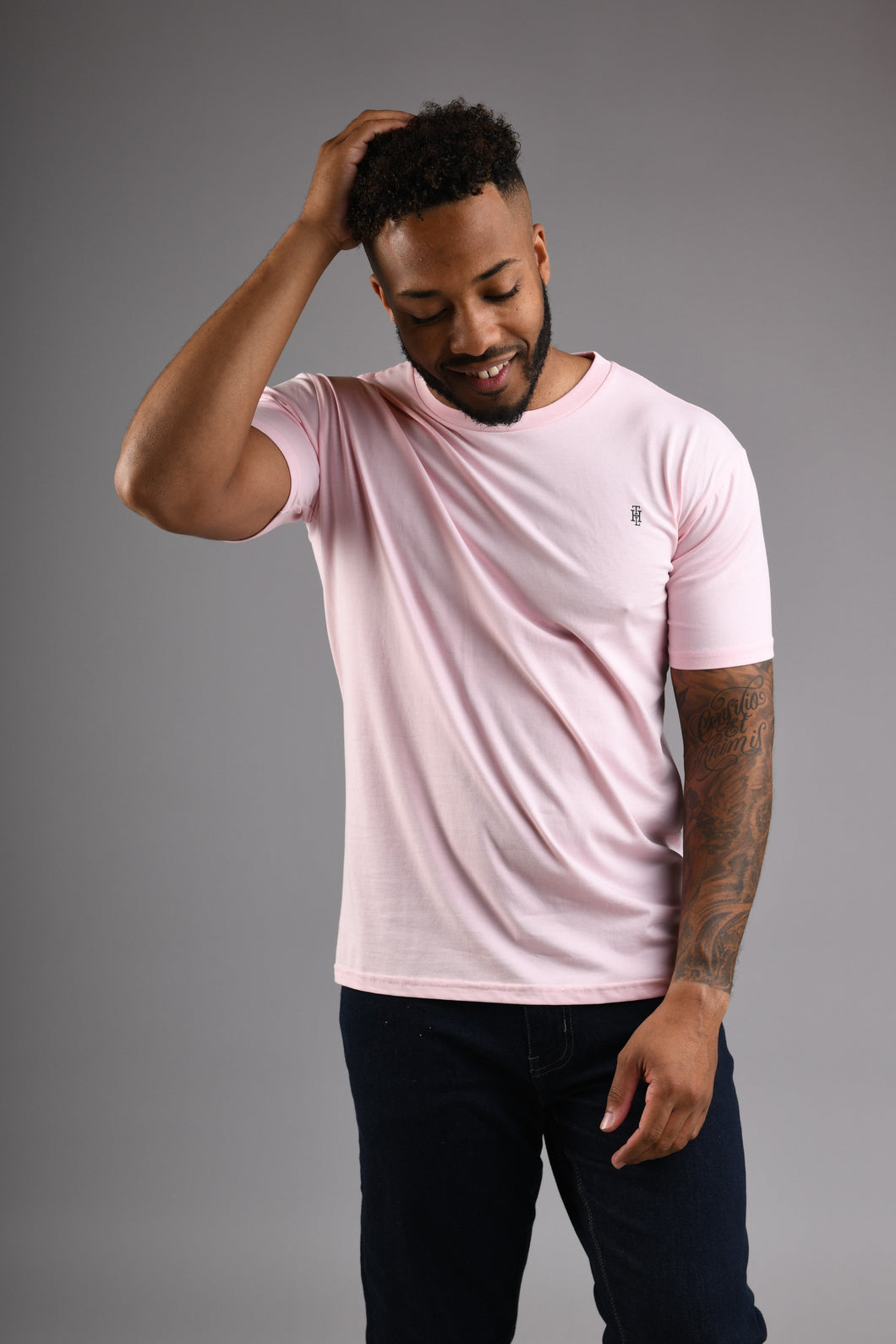 CAMDEN Crew Neck T Shirt - Pale Pink